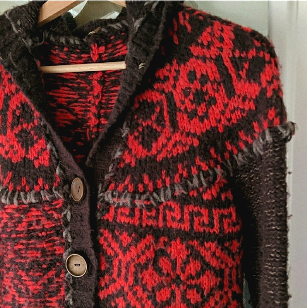 { FREE PEOPLE } Fair Isle hooded wool sweater